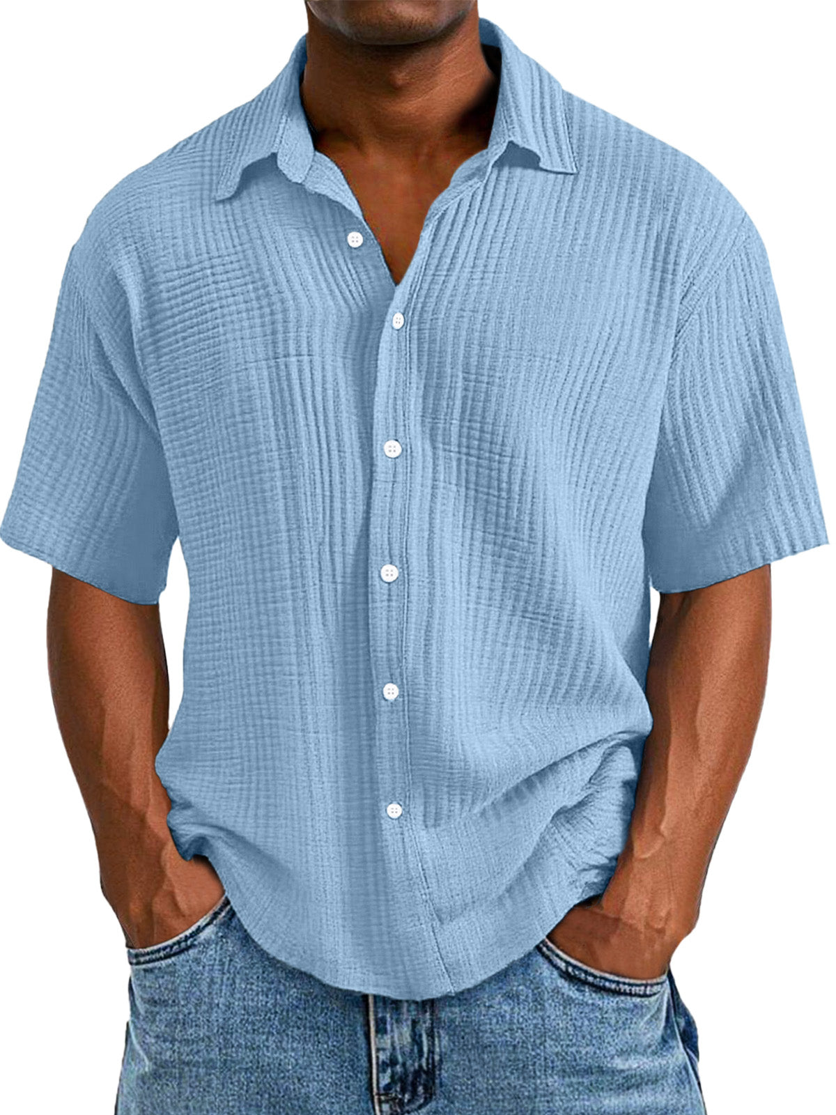 Clearance Sale🔥Men's Casual Loose And Comfortable Textured Short-sleeved Shirt