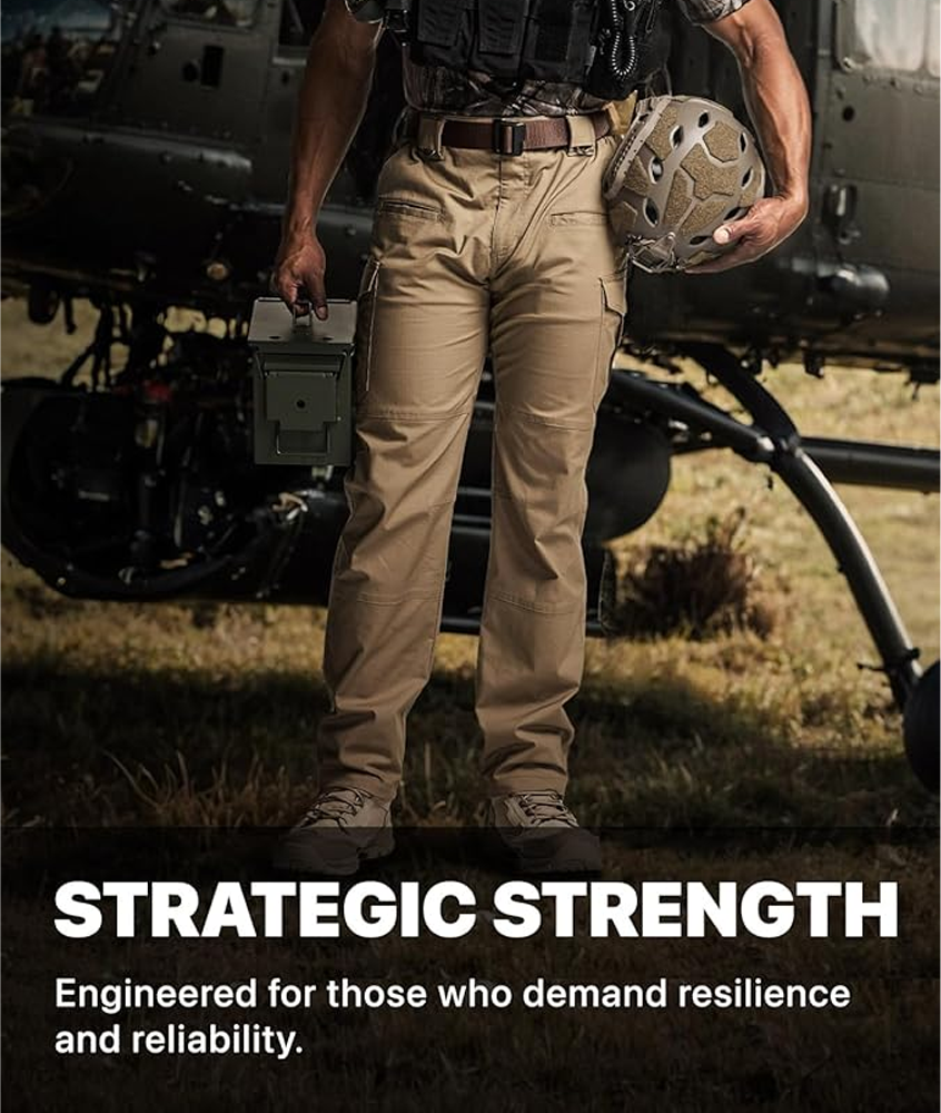 💰 Men's Flex Stretch Tactical Pants, Water Resistant Ripstop Cargo Pant