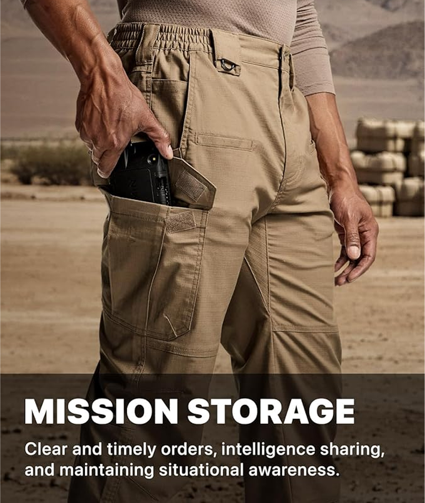 💰 Men's Flex Stretch Tactical Pants, Water Resistant Ripstop Cargo Pant