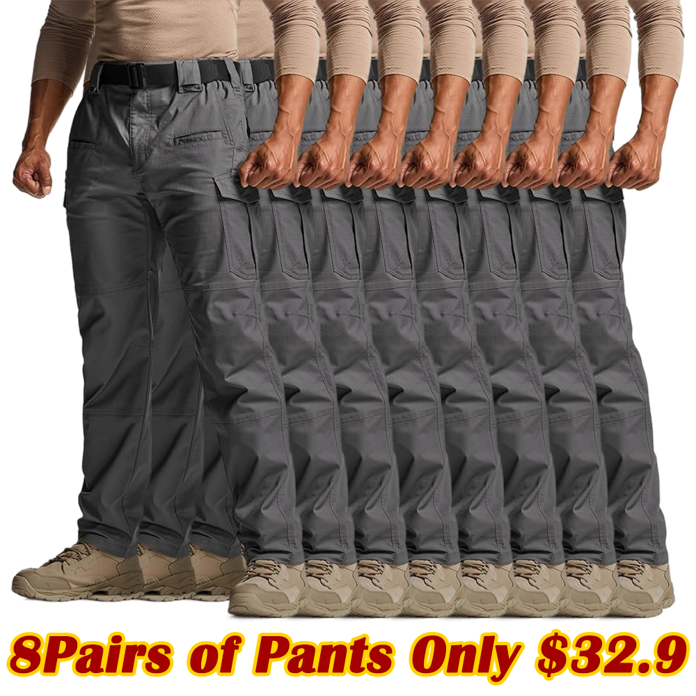 💰 Men's Flex Stretch Tactical Pants, Water Resistant Ripstop Cargo Pant