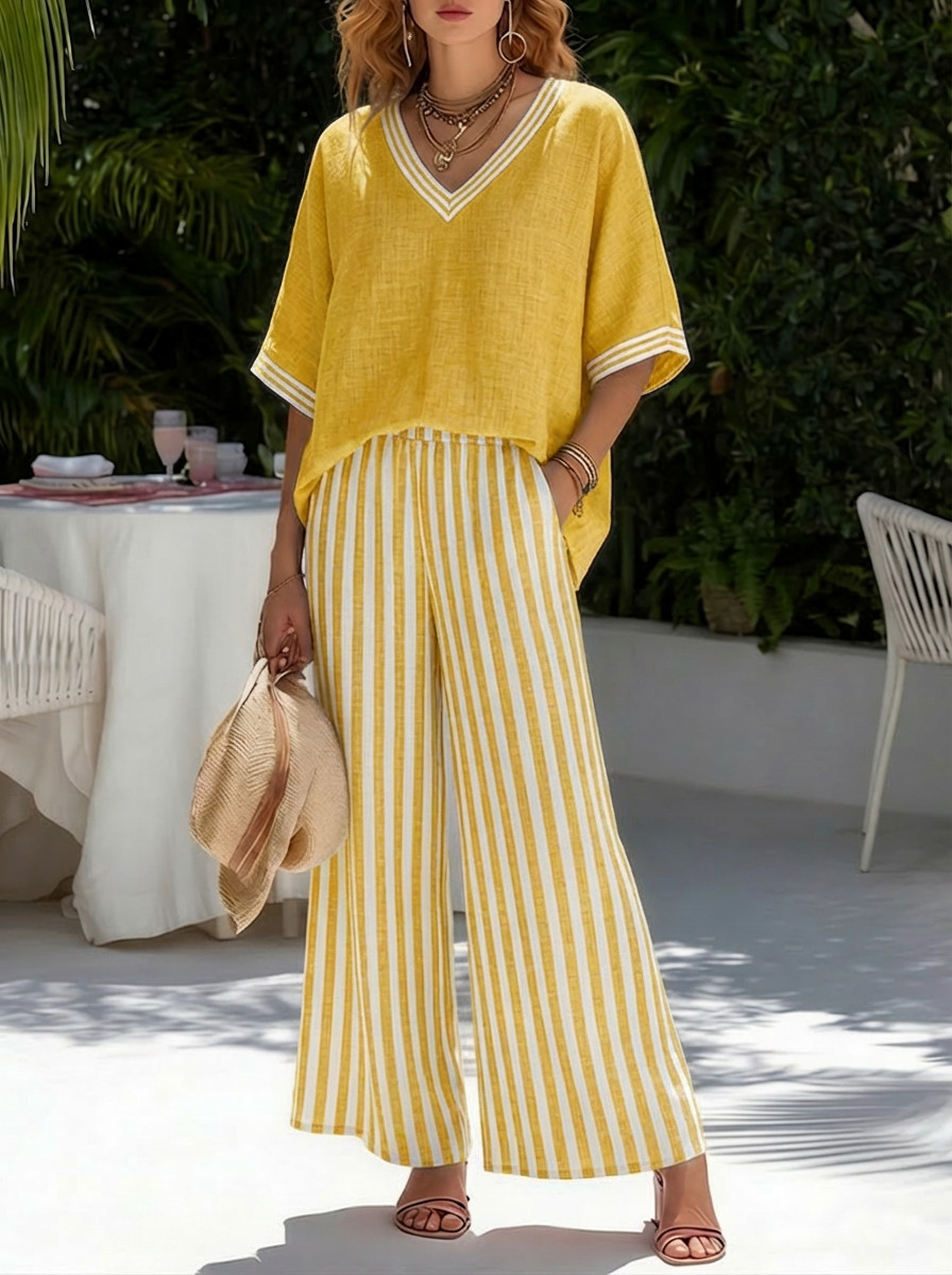 New Arrivals🔥Women's Striped Patchwork Two-Piece Set