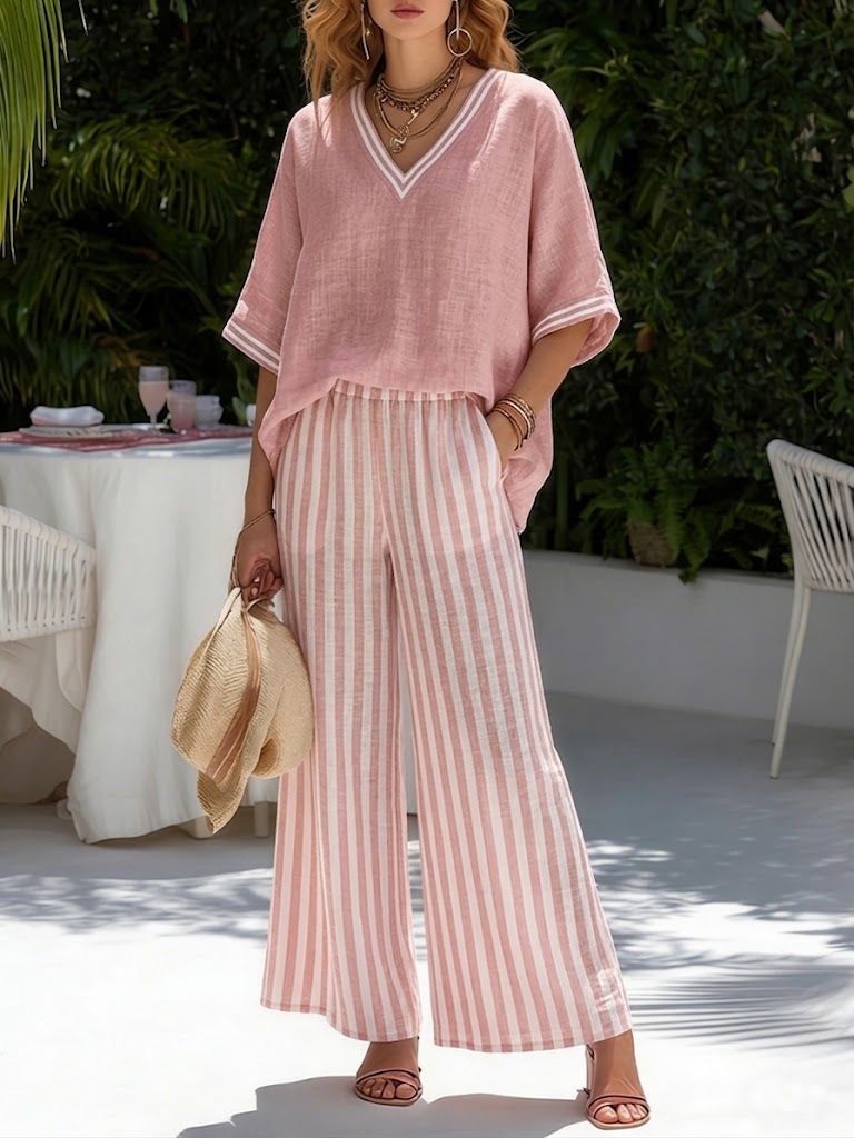 New Arrivals🔥Women's Striped Patchwork Two-Piece Set